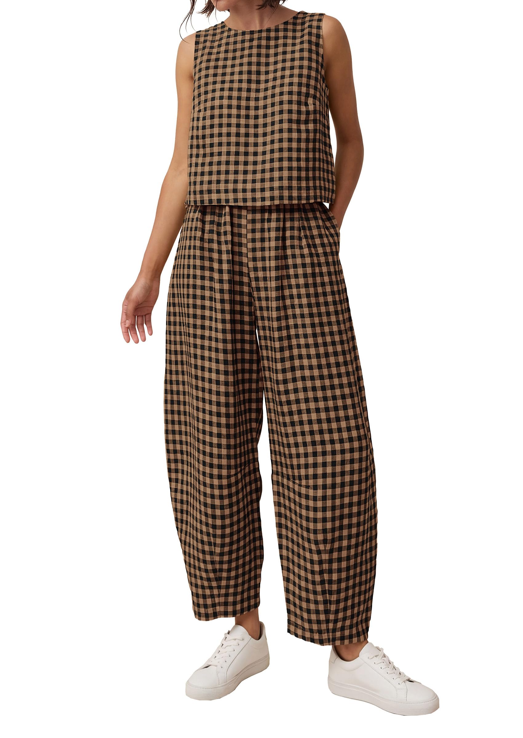 Womens Plaid 2 Piece Matching Sets