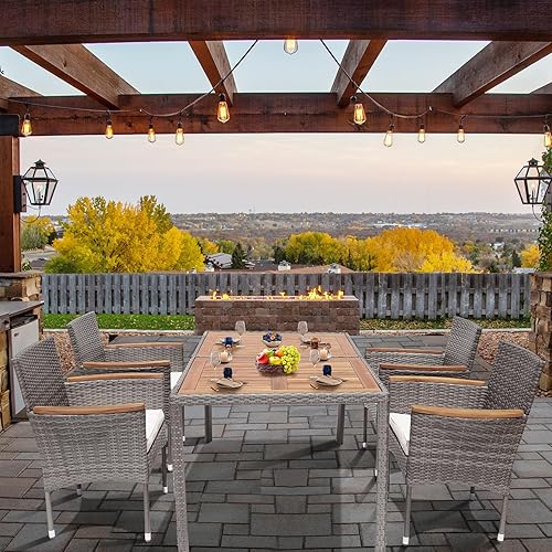 Miniatura 3 de Juego de 6 mesas y sillas de patio al aire libre de 2 piezas para 6 juegos de comedor de patio, juego de muebles de patio trasero para patio