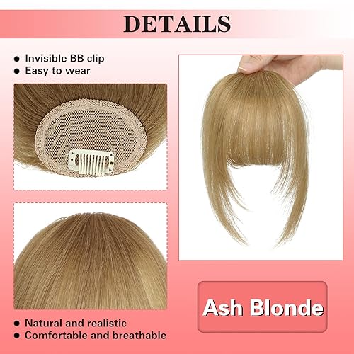 Miniatura 3 de NAYOO Flequillo con clip, extensiones de cabello humano 100 % real, flequillo francés, flequillo con clip para mujer, extensiones curvadas para uso