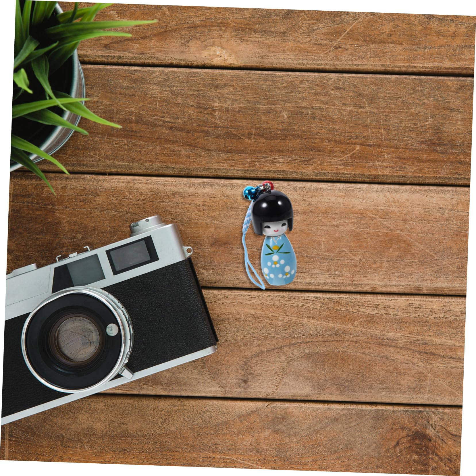 VILLCASE Japanese Doll Key Pendant Keychain Cartoon Decor Wooden Kimono Puppet for Party Present Color
