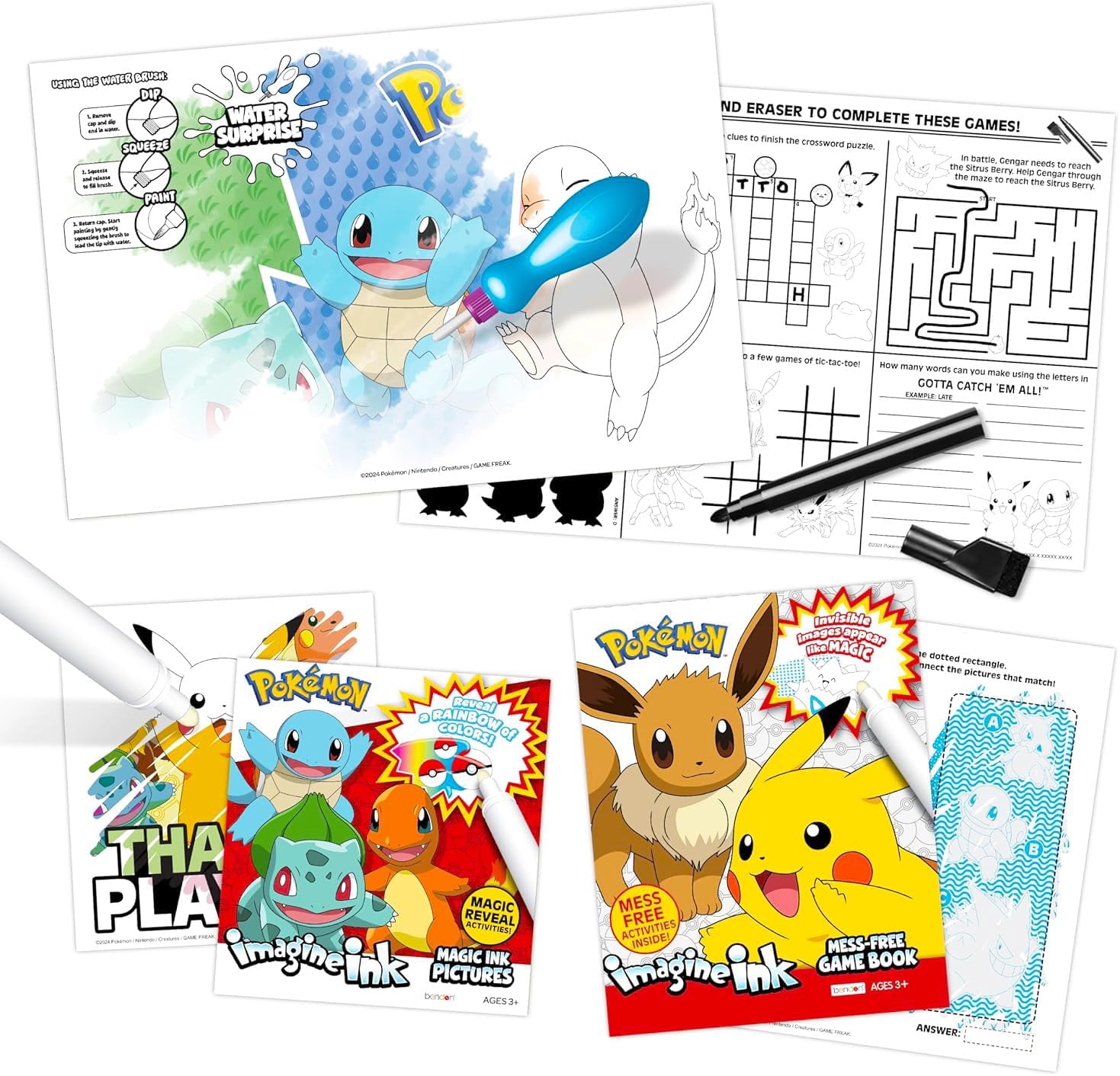 Pokemon Imagine Ink 4-in-1 Activity Set - Bundle Includes Pokemon Imagine Ink with Coloring Books, Stickers, Games, Puzzles, Drawing, and More | Pokemon Activities for Boys, Girls, Kids