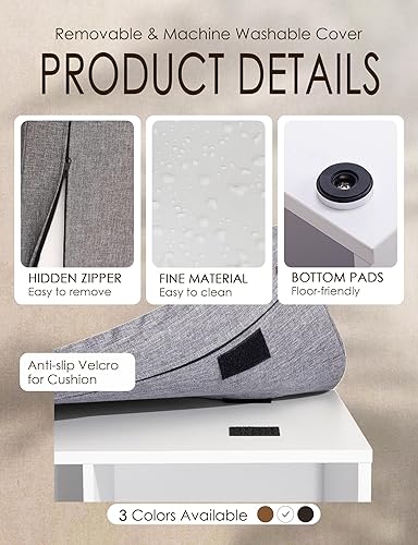 Miniatura 151 de DINZI LVJ Banco organizador de zapatos con cojín, zapatero de 9 cubos y estantes ajustables, multifuncional, para salas de estar, dormitorio, Gris