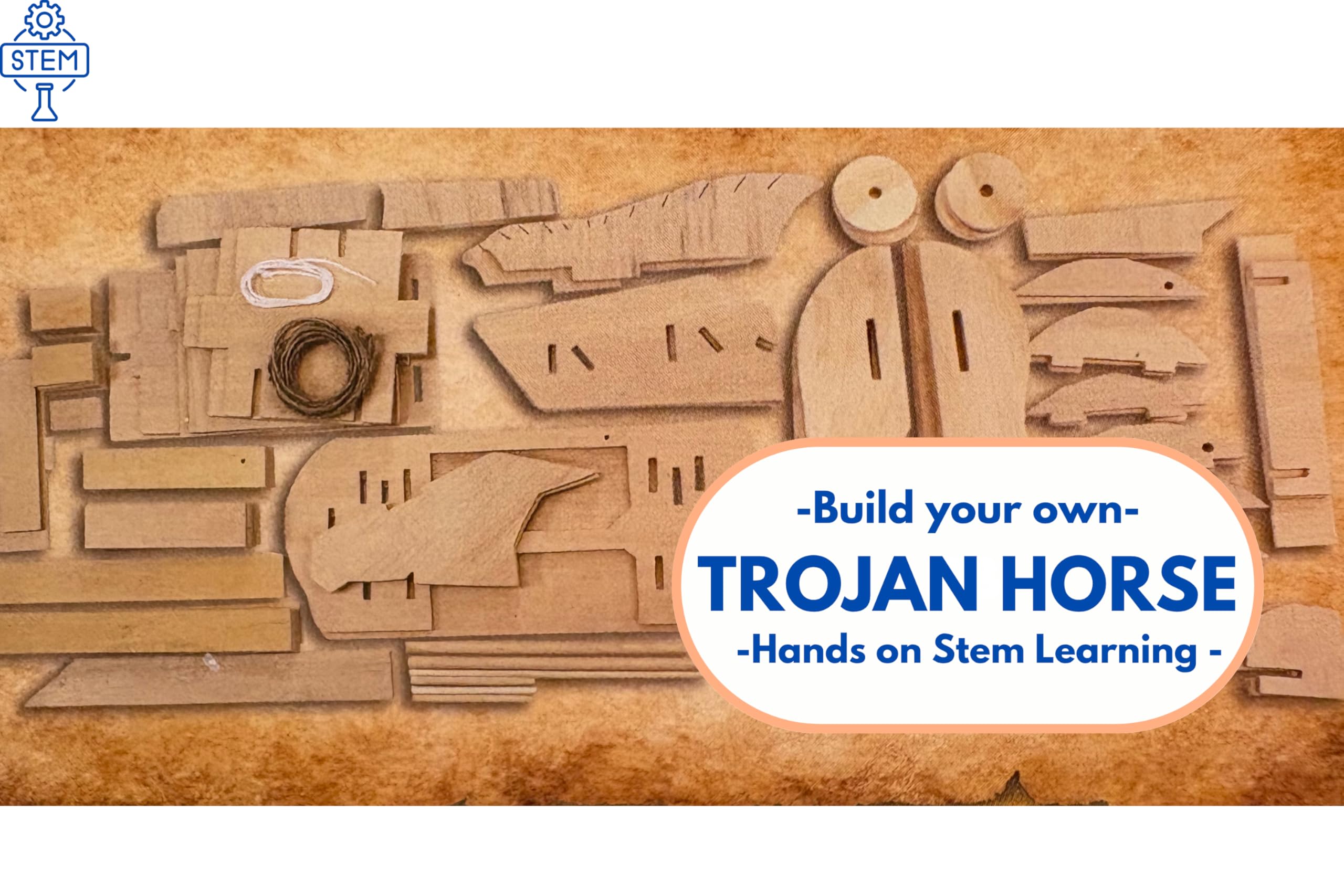 Pathfinders STEM Kit – Trojan Horse Model | DIY Wooden Craft Kit for Kids 10-14 | Girls Arts & Crafts STEM Gift | Ancient Greek History Project | Hands-On Educational Toy Engineering and Science