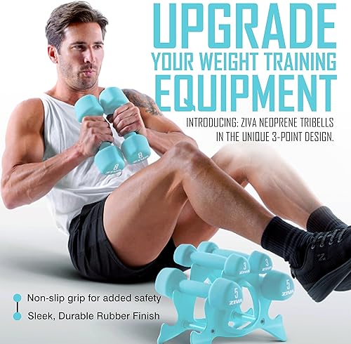 Miniatura 2 de ZIVA Pares de mancuernas de goma de neopreno, elegante, antideslizante, acabado de goma duradero, núcleo pesado de precisión, diseño que no se rueda