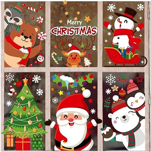 Leesgel Calcomanías de Navidad para ventana, decoración de ventana de Navidad, decoración de ventana de Navidad, decoraciones de Navidad para