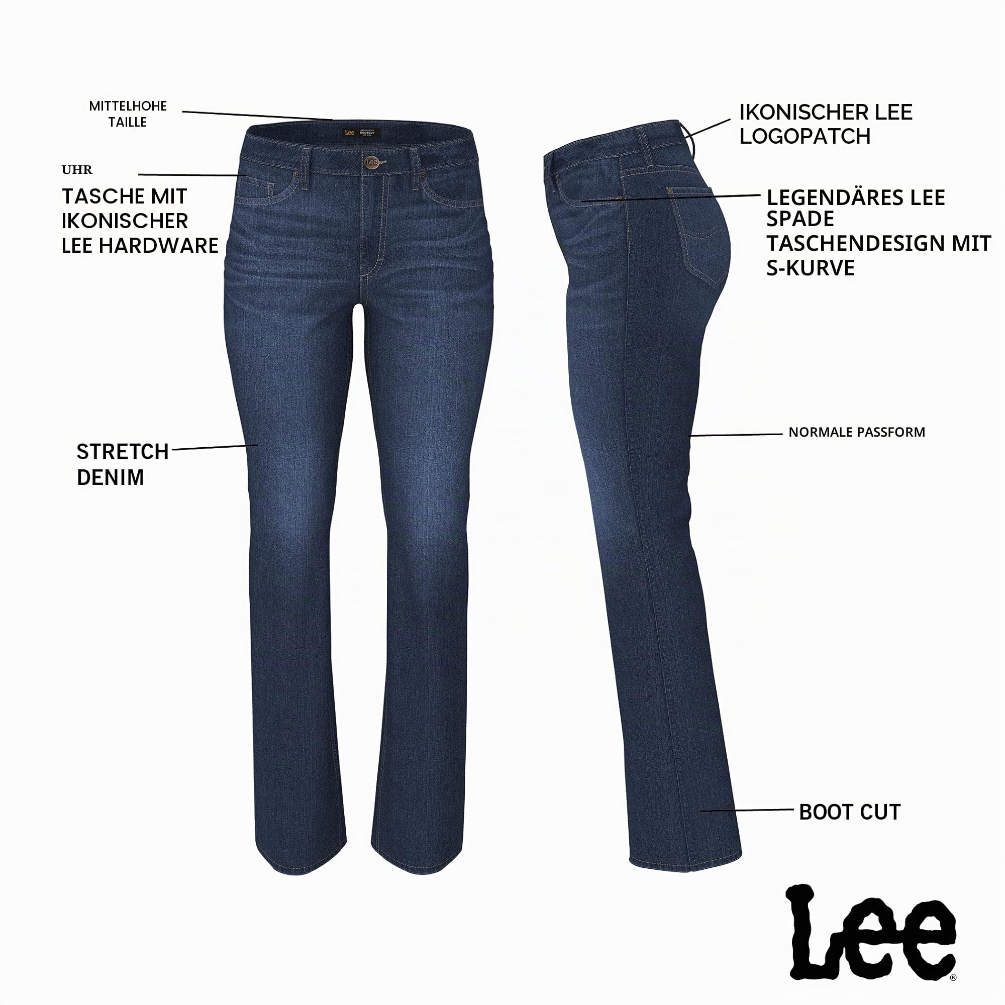 Lee Legendary Bootcut-Jeans mit mittelhoher Taille für Damen, 38