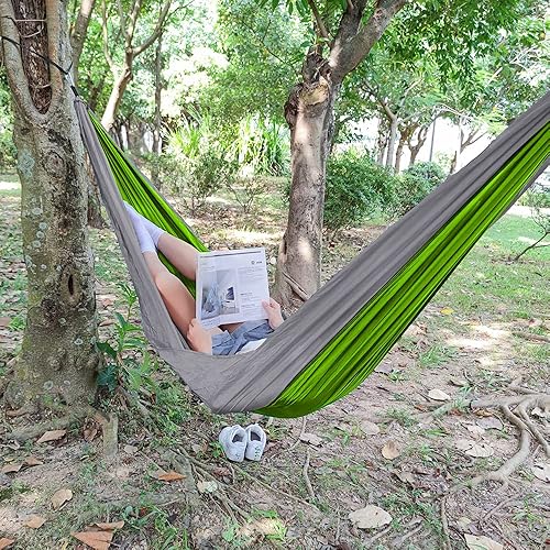 Miniatura 5 de Forbidden Road Hamaca de camping de 400 libras de capacidad, hamaca portátil para exteriores, patio trasero, viajes, mochileros, playa