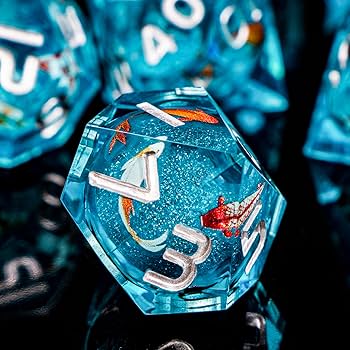 KERWELLSI Liquid Core Resin DND Dice Set D&D With Gifts Box, Sharp Edged Dungeons And Dragons Polyhedral & RPG Dice, Role Playing Gaming D And D Dice D20 D12 D10 D8 D6 D4