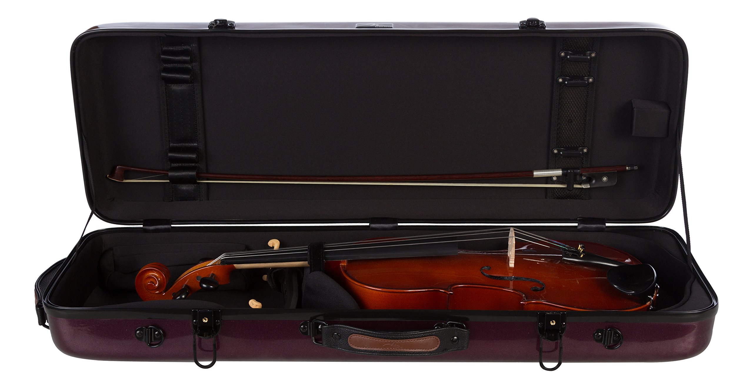 Custodia per Viola Fiberglass 38-43 Oblong borgogna lucido M-case + borsa musicale