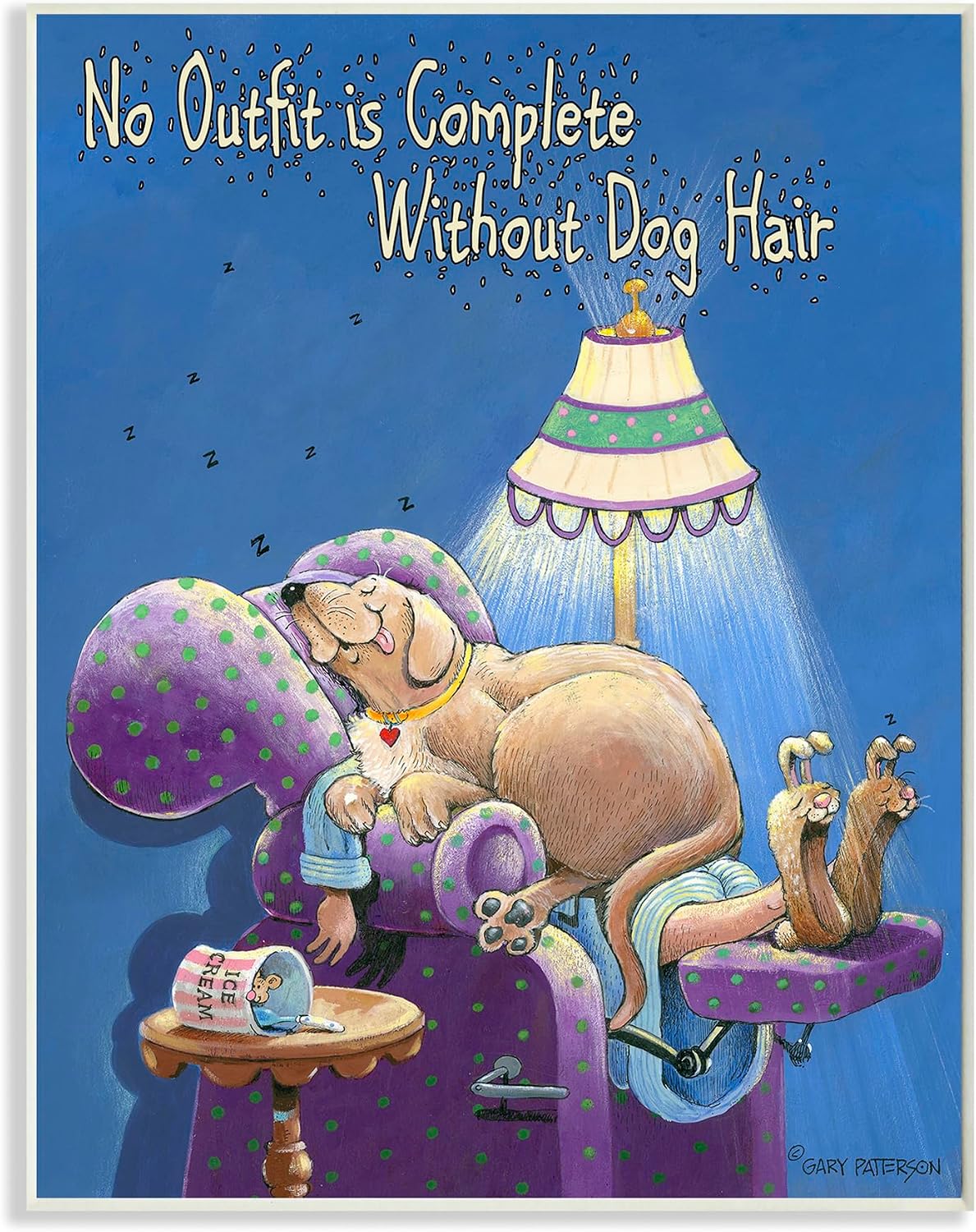 Funny Cartoon Dog Hair Humor, 10 x 15 Inch Mounted Print on Wall Plaque