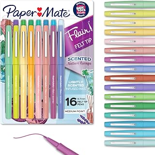Paper Mate Flair Nature Escape Scented Felt Tip Pens, Medium Point (0.7mm), Assorted Colors, 16 Count - Perfect for Journaling, Writing, Coloring, Teacher Supplies