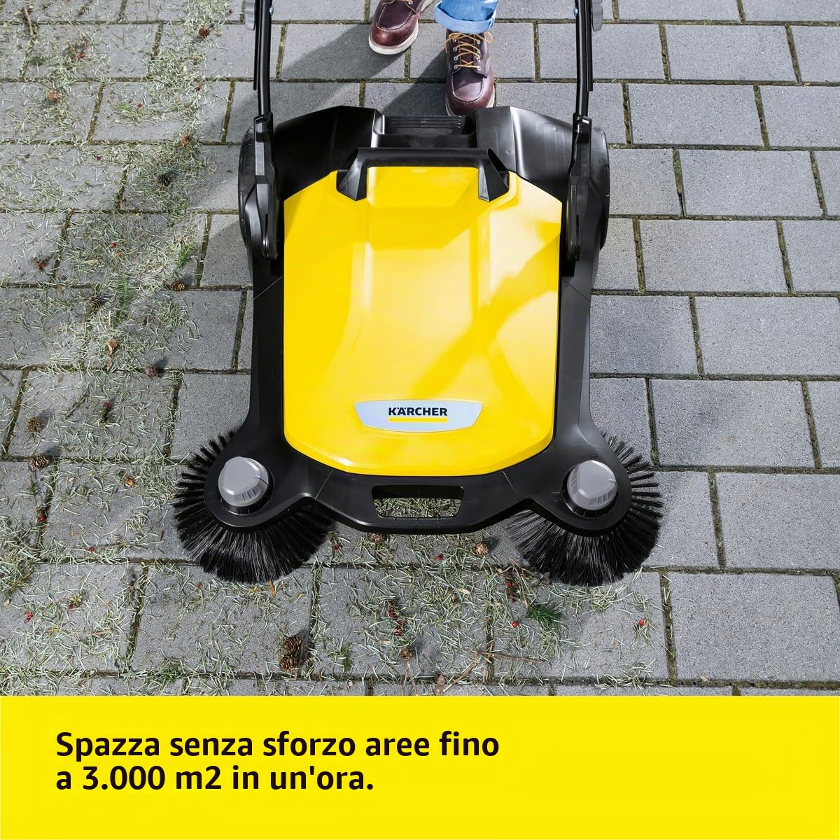 KÄRCHER Spazzatrice a spinta S 6 Twin, 2 spazzole laterali, area: 3000 m²/h, contenitore: 38 l, larghezza di lavoro: 860 mm, impugnatura ergonomica, autoportante, adatta per casa e giardino