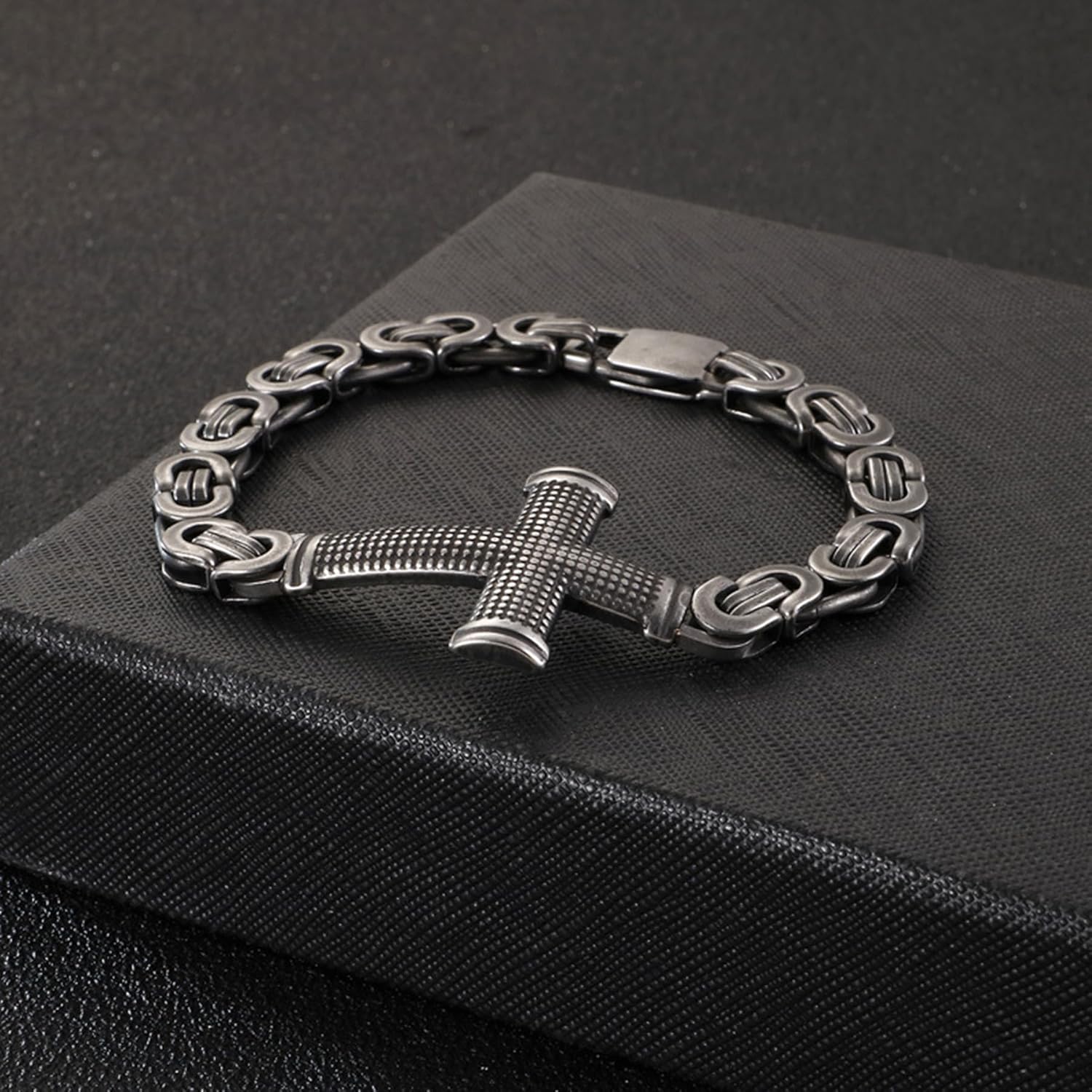 Cross Bracelet for Men 316L Stainless Steel Religious Christian Chain Bracelet Jewelry Gifts for Men