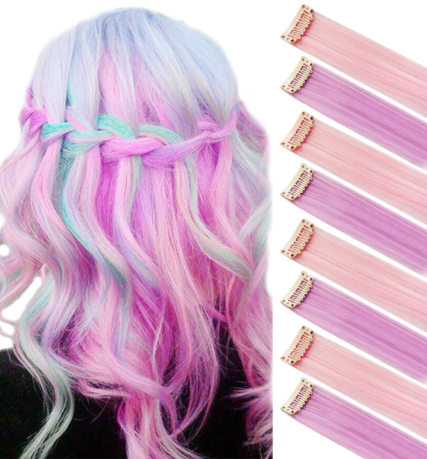Amazon.com: SARARHY Light Pink Light Purple Fashion Hair Accessories Clip  in/On Wig Pieces for Amercian Girls and Women Colored Hair Extension :  Beauty & Personal Care