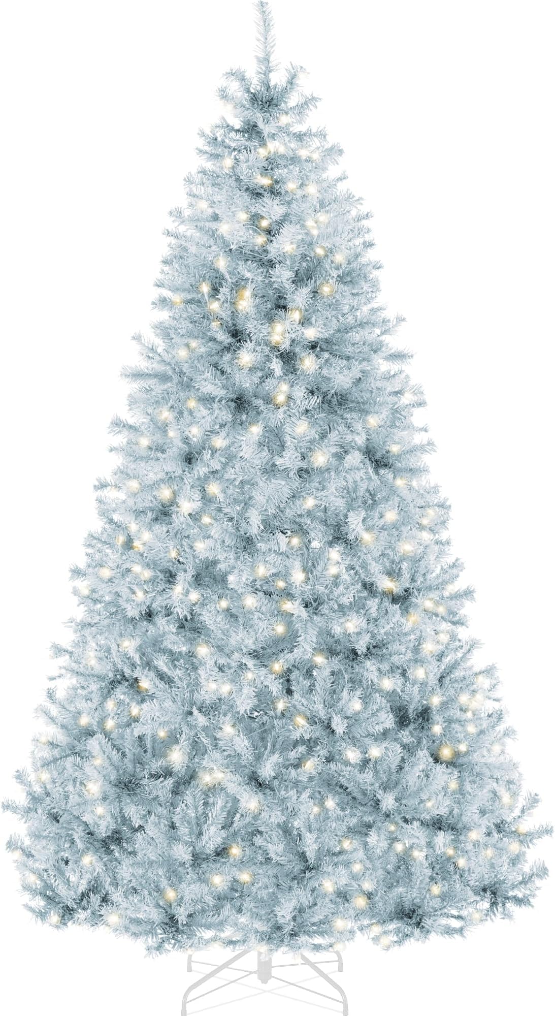 Best Choice Products 6ft Pre-Lit Ice Blue Christmas Tree, Full Artificial Holiday Decoration w/ 947 Branch Tips, 250 Lights, Foldable Base