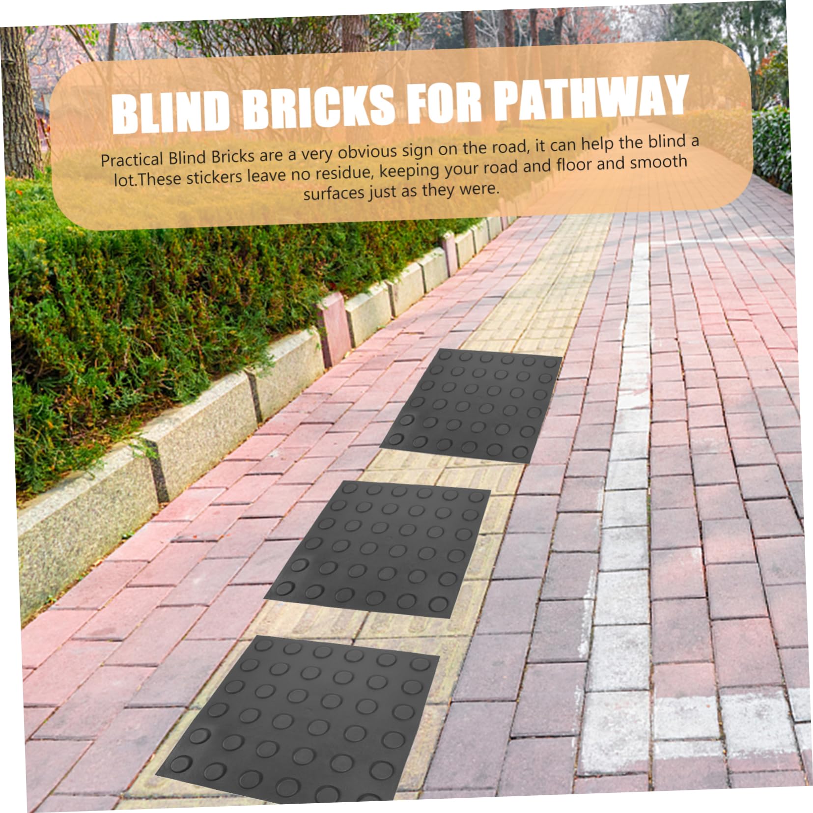 Luxshiny Praktische Pvc Bodenaufkleber für Gehwege 4 Stück und Leicht zu Entfernen für Straßen und Gartenbereiche als Blinde Ziegel