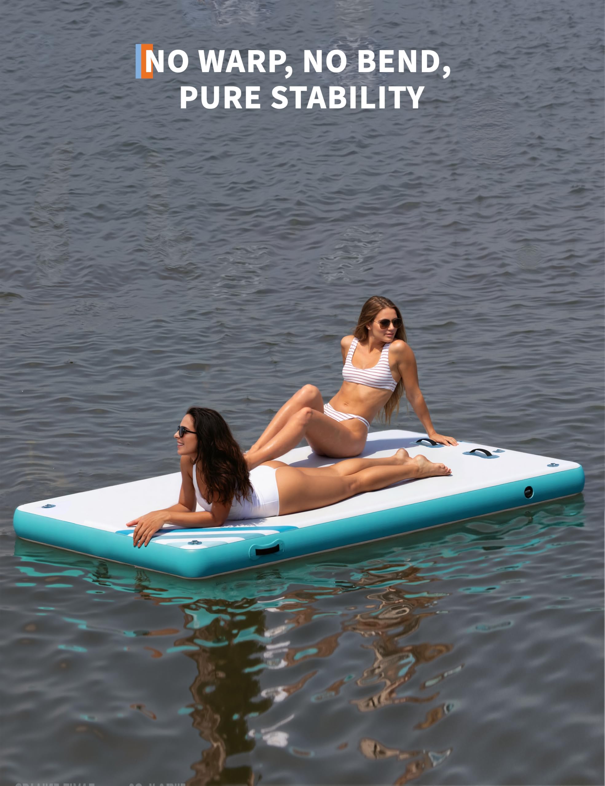Inflatable Floating Dock, 10ft 8ft 6ft Inflatable Dock Platform, Non-Slip Floating Water Raft Platform with Portable Carrying Bag & Detachable Ladder, Lake Floats for Adults