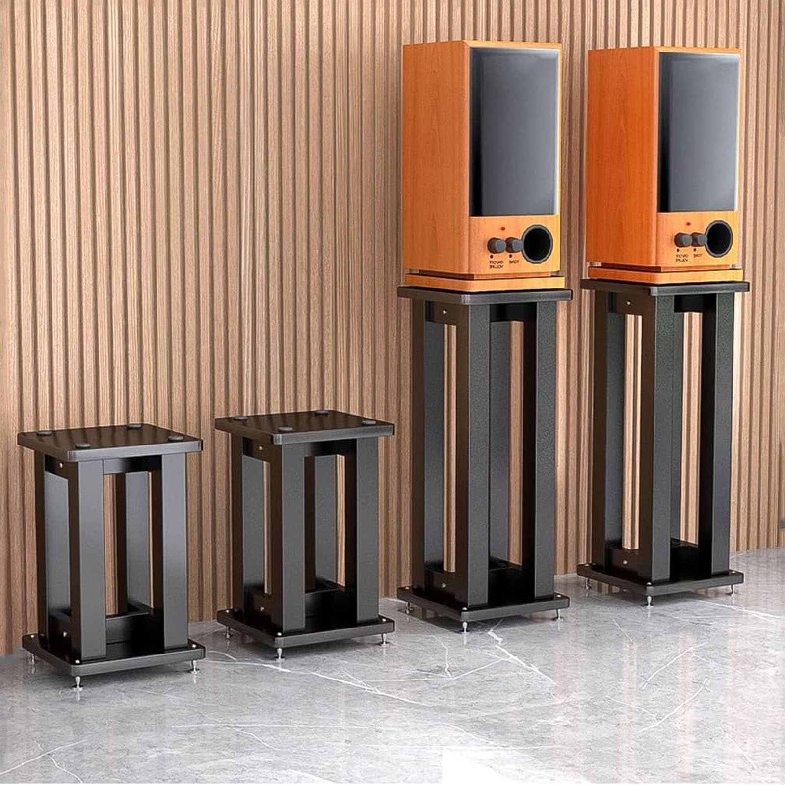 Wytrzymały stojak na subwoofer – solidna metalowa i drewniana podstawa dla lepszej stabilności kina domowego i systemu dźwięku przestrzennego