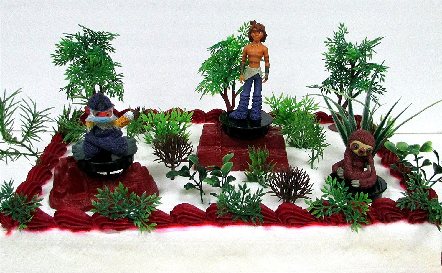 THE CROODS 16 Piece Birthday Cake Topper Set Featuring Crood Figures and Themed Decorative Accessories - Figures Average 1.5" to 3" Tall