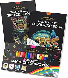 Marvin’s Magic - Amazing Art Bundle Including Brilliant Art Sketch Book, Coloring Book, and 25 Magic Pens - A Complete Set for Creative Art & Magic - Perfect for Kids and Little Artists