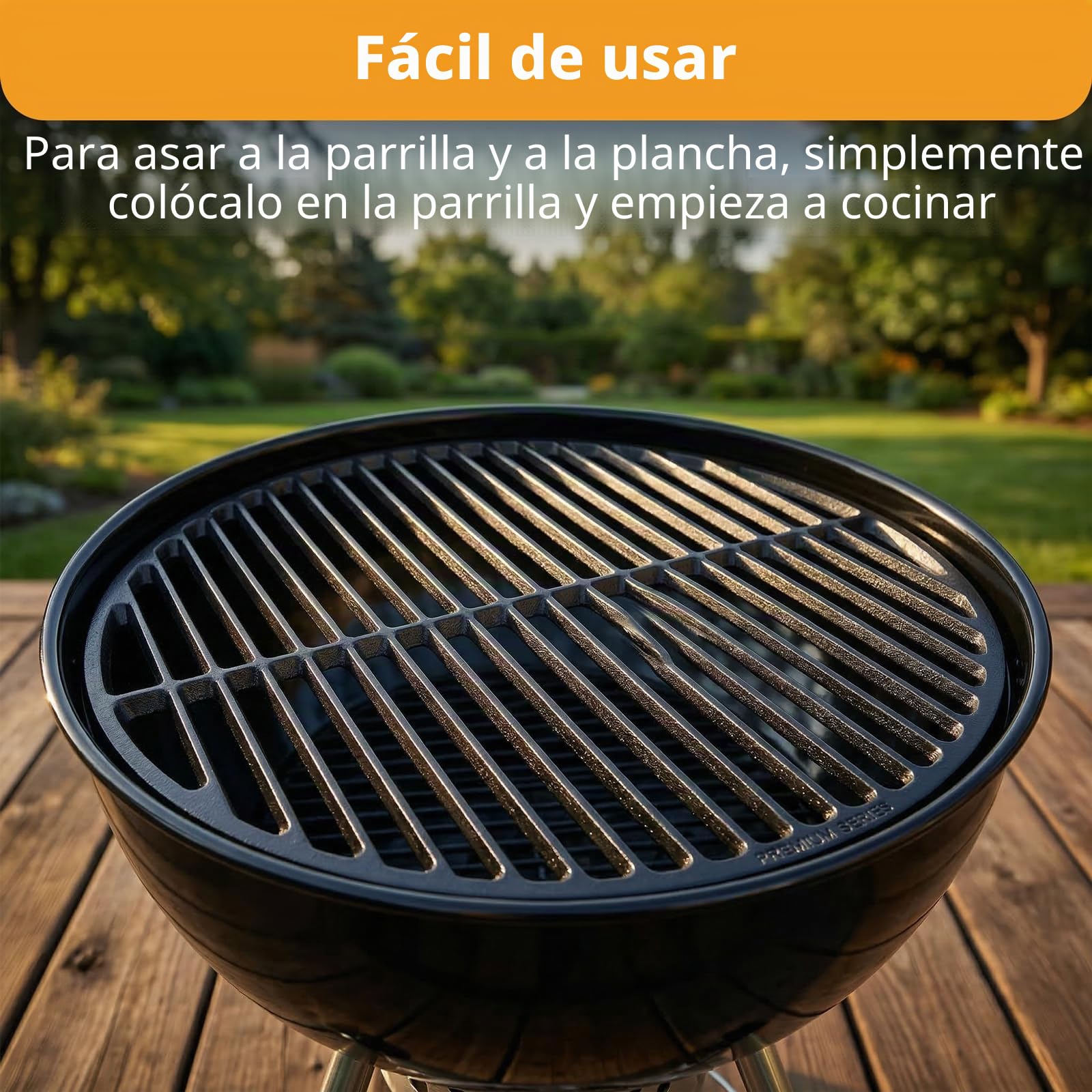 Parrilla de hierro fundido, placa de parrilla para parrilla redonda de hierro fundido, parrillas de carbón y gas, parrilla de 37,5 cm, cocción negra para parrilla resistente como reemplazo