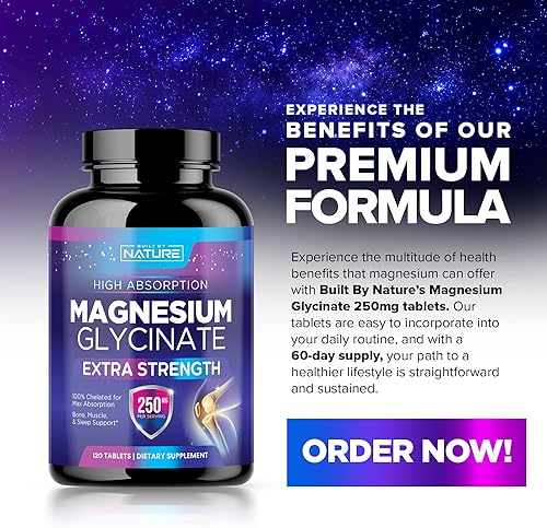 Miniatura 7 de Glicinato de magnesio 250 mg - Suplemento de magnesio quelado de alta absorción - Glicinato de magnesio 100% puro - Apoyo para la salud del estrés,