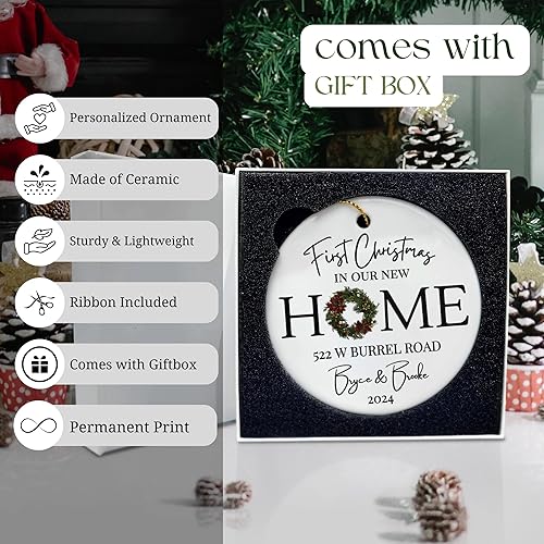 Miniatura 2 de Adorno personalizado para la primera Navidad en nuestra nueva dirección del hogar, adorno personalizado para dirección de casa, regalo para la