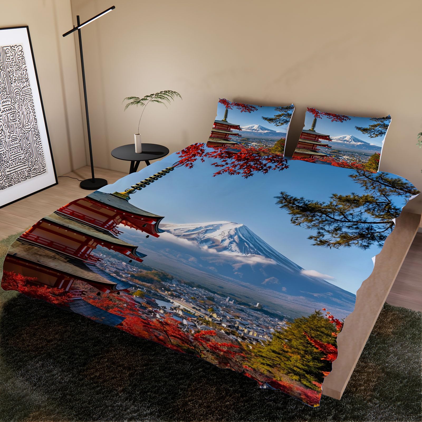 Wendebettwäsche Japan Stil 135x200 4tlg mit 2 Kissenbezug 80x80（6-15）