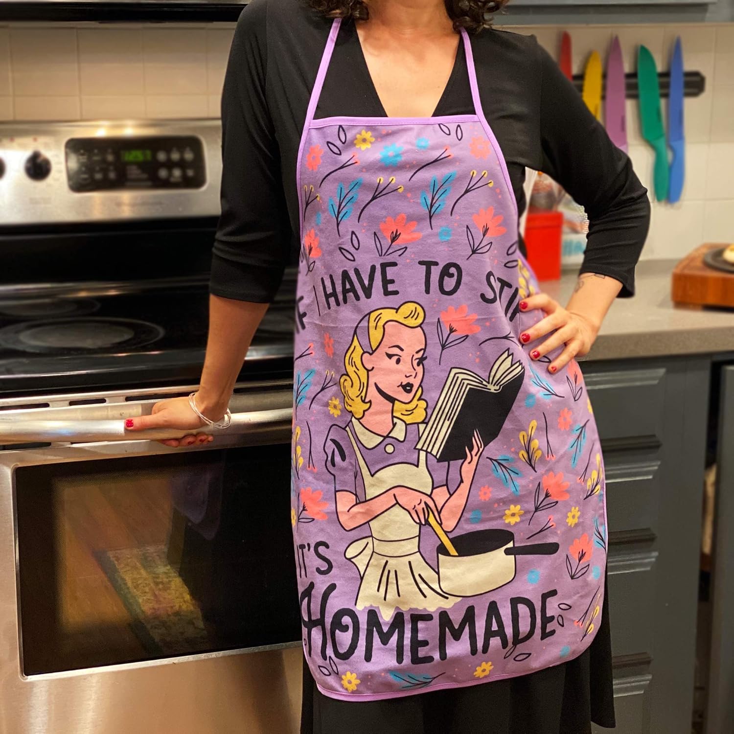 Crazy Dog T-Shirts If I Have to Stir It's Homemade Funny Cooking Graphic Kitchen Accessories