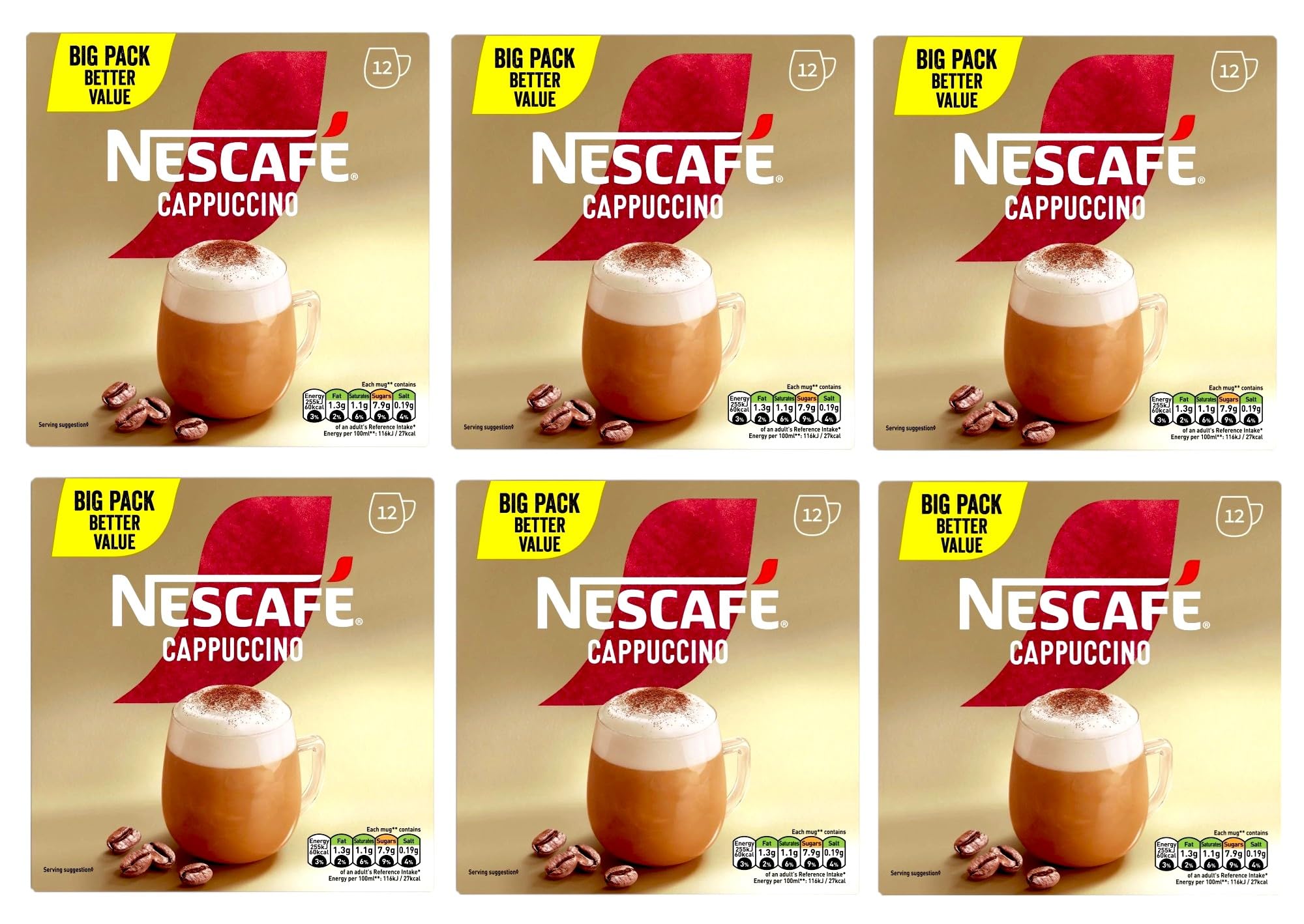 Amazon.com : NESCAFÉ Cappuccino x12 Instant Coffee Sachets (Pack