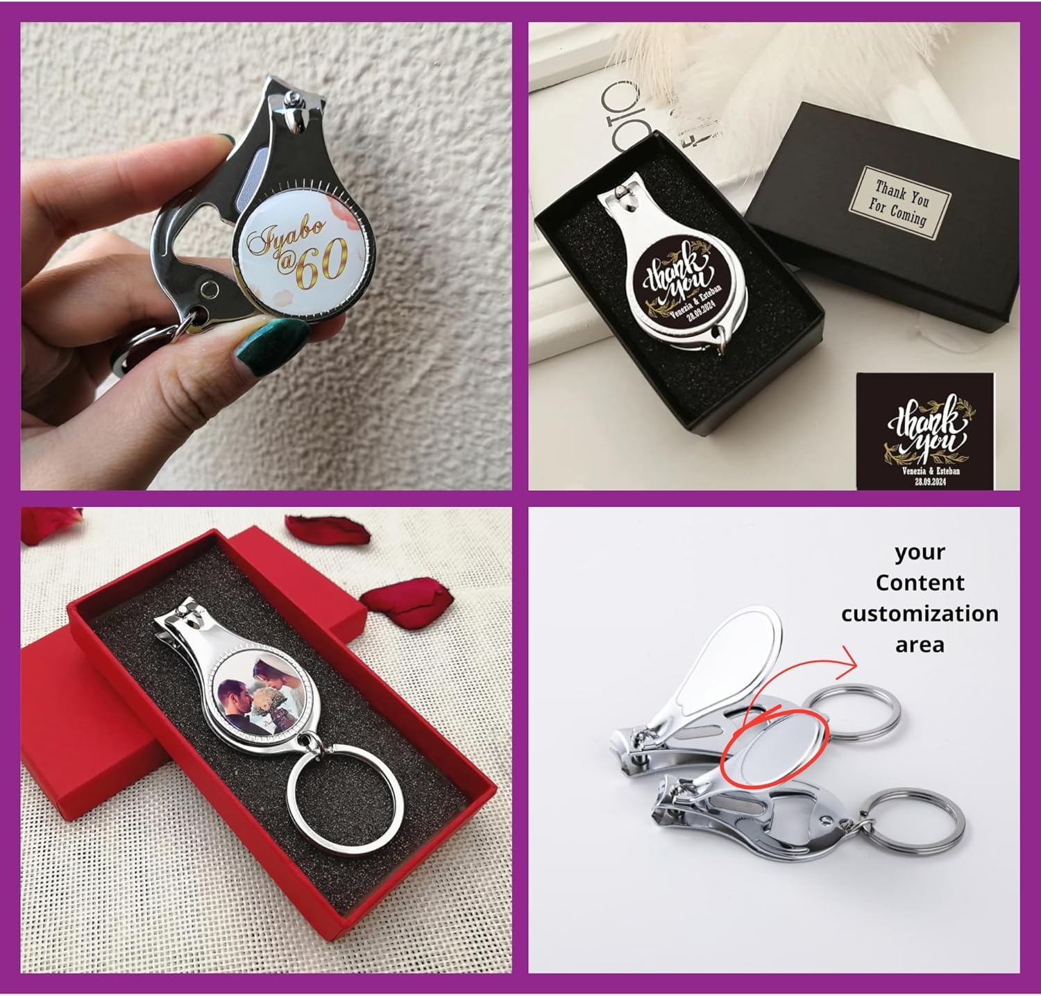 30PCS Customizable Nail Clipper Bottle Opener Keychain – Personalized Colorful Text/Logo Party Favors for Weddings, Bars, Breweries Corporate Promotion Anniversaries, Christmas, Baptism, Travel