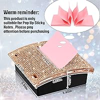Vista 2 de Eersida Soportes para bloc de notas autoadhesivos con diamantes de imitación de 4 x 4 pulgadas, color oro rosa, bonito soporte para notas
