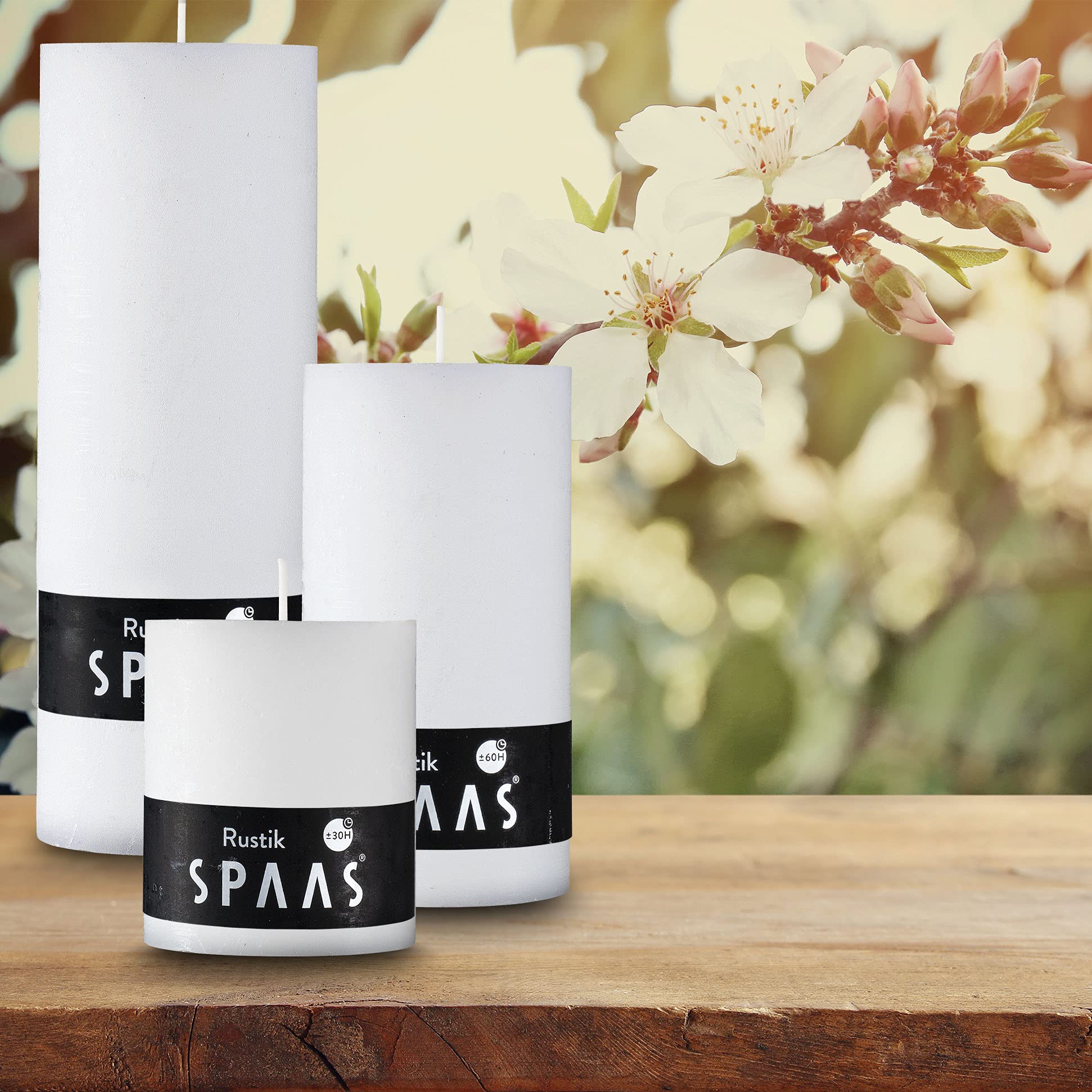 SPAAS - Juego de 4 velas decorativas de 6,9 x 12,7 cm – Velas de pilar rústicas sin olor y sin goteo para decoración del hogar, fiestas, bodas, spa, restaurante