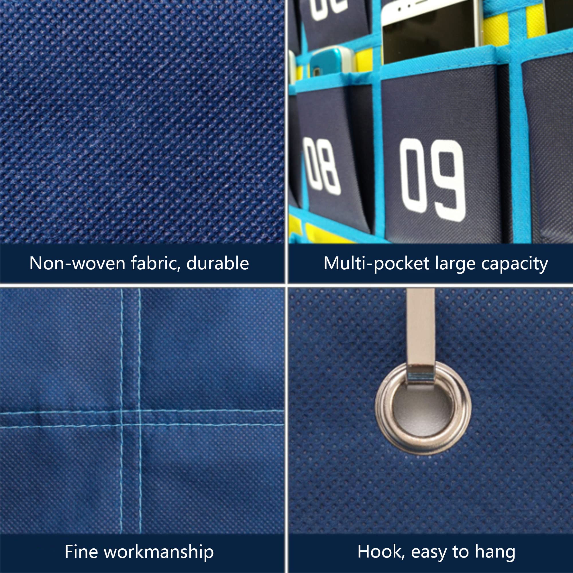 Niuhong Classroom Office Storage Bag Cell Phone Bags Wall Numbered Office Storage Mobile Hanging Organizer Holder Multifunctional with 4 Hooks (Blue - Image 4