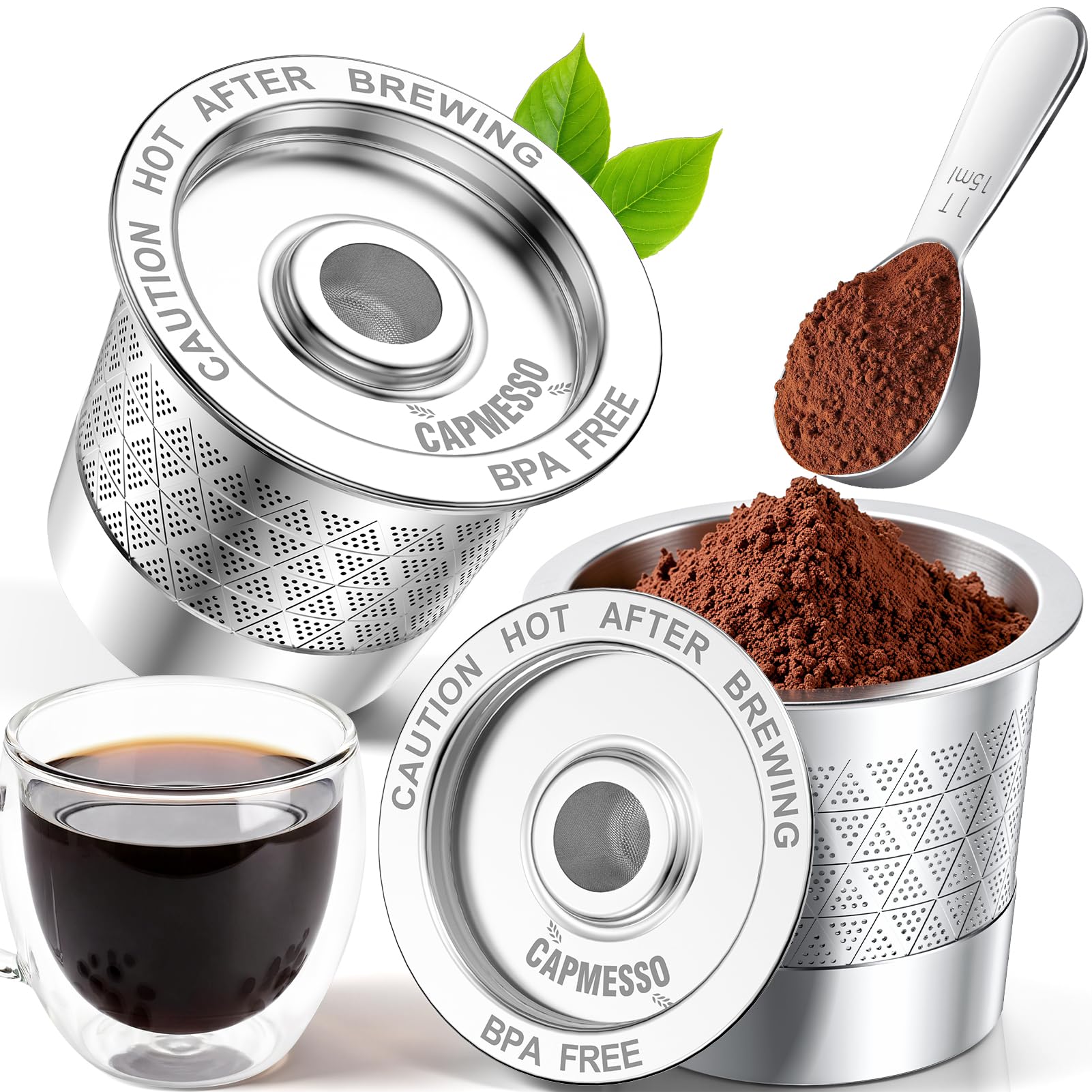 CAPMESSO Reusable K Cups for Keurig: NO Grit Stainless Steel Coffee Pod for Keurig 1.0 Coffee Machine - Dual-Mesh Filter for Richer Coffee Tea,BPA Free, No Plastic,Easy to Clean,Scoop & Brush (2 Pack)