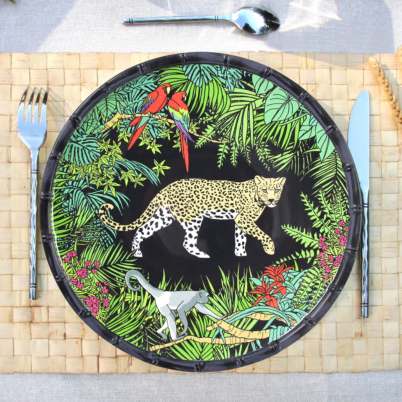 Les Jardins de la Comtesse Melamine Tray Large Black/Green Les Jardins de la Comtesse Melamine Tray Large Black/Green