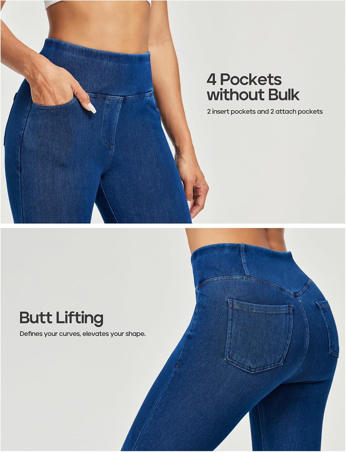 Heathyoga Capri Jeans for Women Stretchy Pull On Jeggings for Women Denim Jean Capris Pants Capri Leggings with Pockets - Image 4