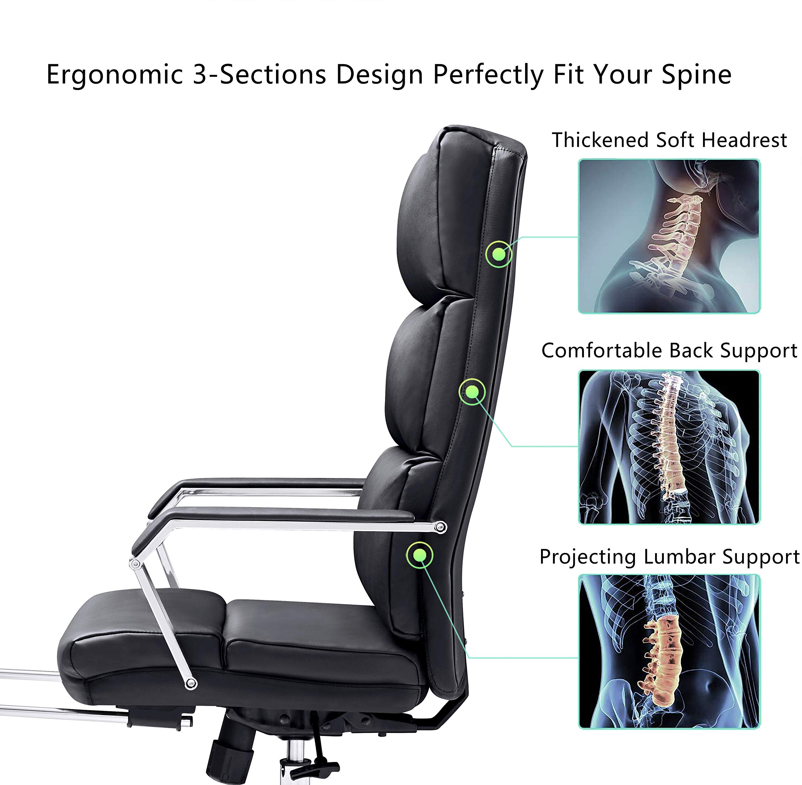 Ticova Executive Office Chair Big & High Back Rocking PU Leather