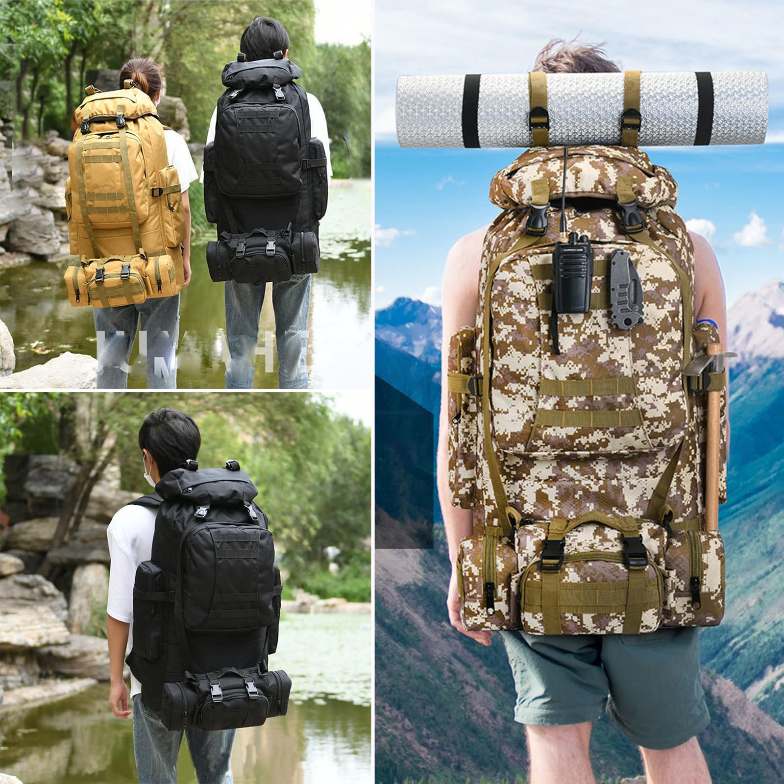 Plecak turystyczny, pojemność 80 l, duża pojemność, plecak trekkingowy, outdoorowy, uniwersalny, na kemping, do uprawiania sportu, na podróż, plecak podróżny, dla mężczyzn i kobiet