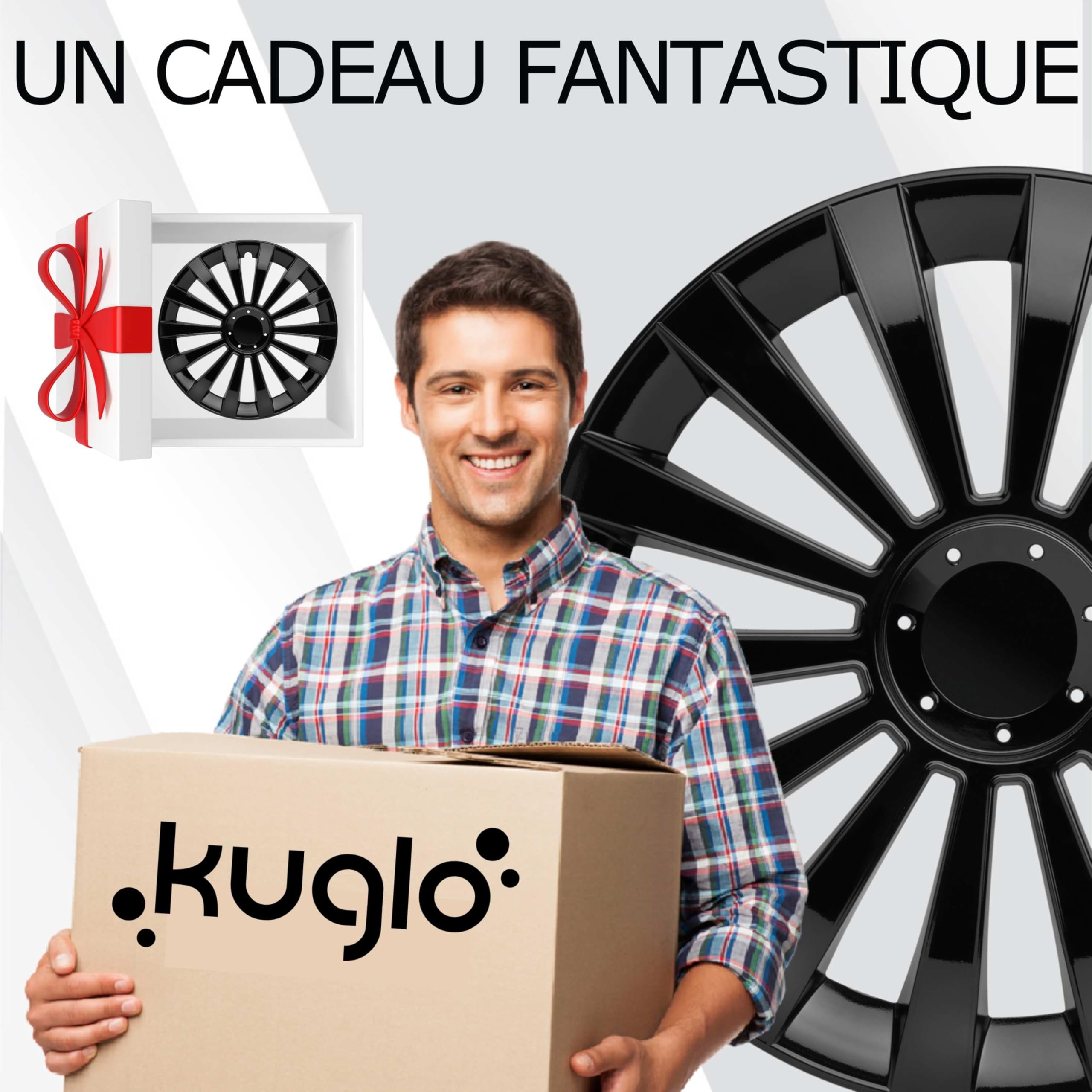Kuglo Meridi 4 enjoliveurs 16 Pouces Noir pour Jantes Acier