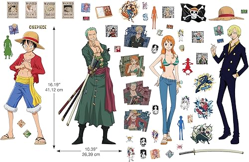 Miniatura 4 de RoomMates Calcomanías de pared de una pieza con sombrero de paja de anime