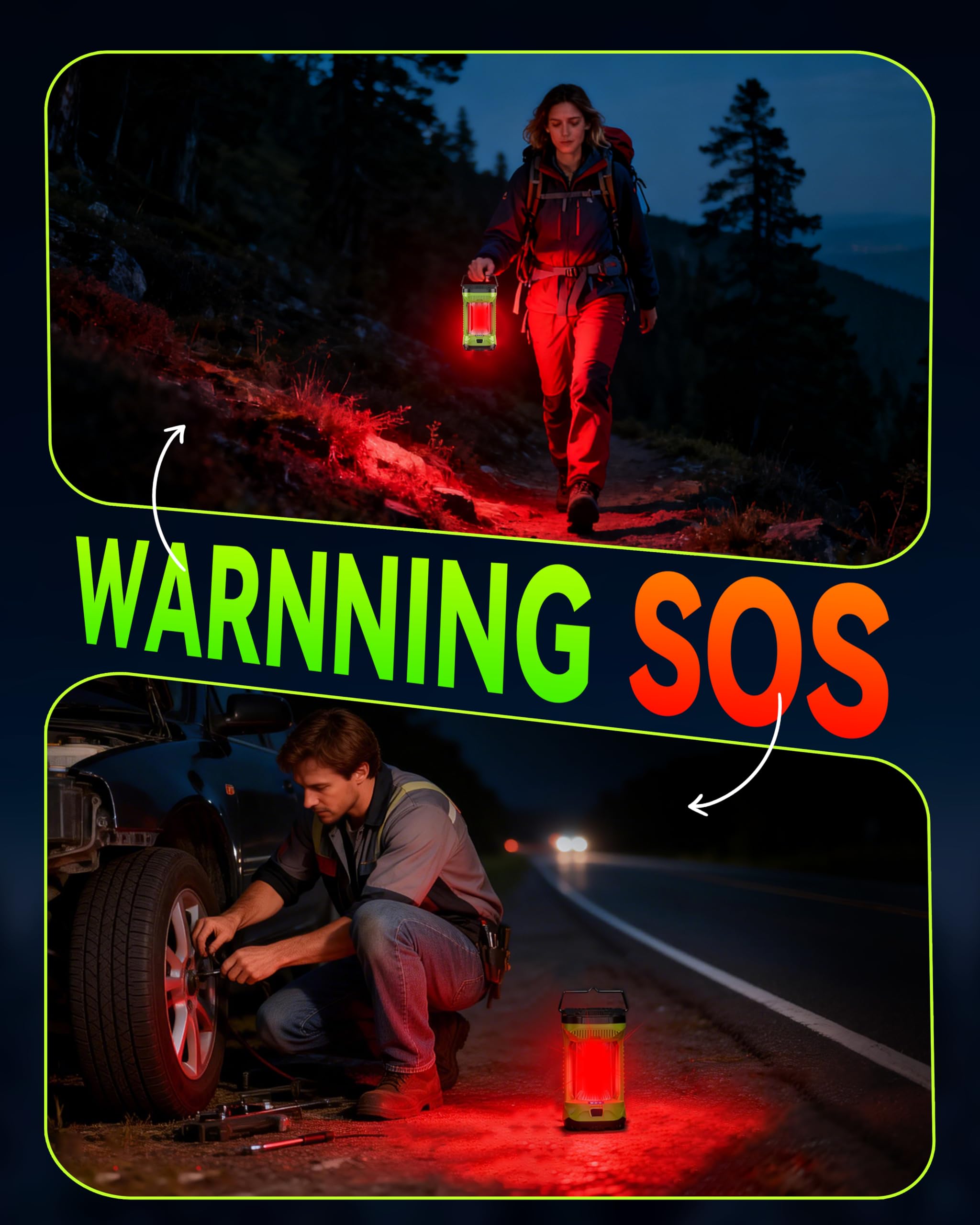AlpsWolf Lanterna da campeggio ricaricabile, 4000LM LED Lanterne per interruzioni di corrente, 4600mAh Super Bright Portabl Lanterna & Luci per Emergenza, uragano, Campeggio