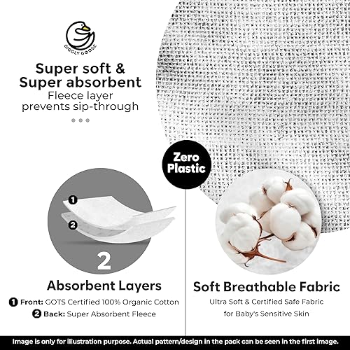 Vista 5 de Premium 3-Pack Drool Bibs for Babies Cotton, Multiple Snaps, Unisex, Giftable, Double Layer Teething Bibs