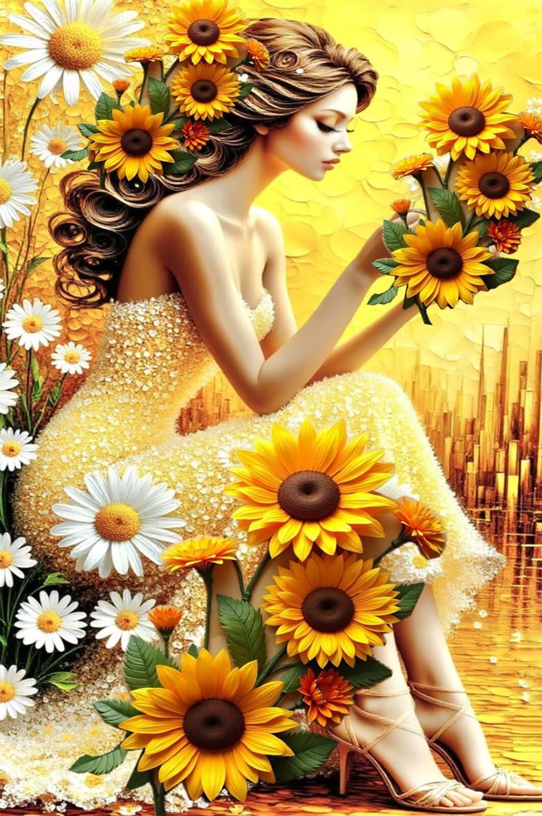 Puzzle 1200 Pezzi Ragazza Girasole Puzzle per Adulti, Difficile e Sfidante con Poster Idea Regalo per Appassionati Puzzle Classici