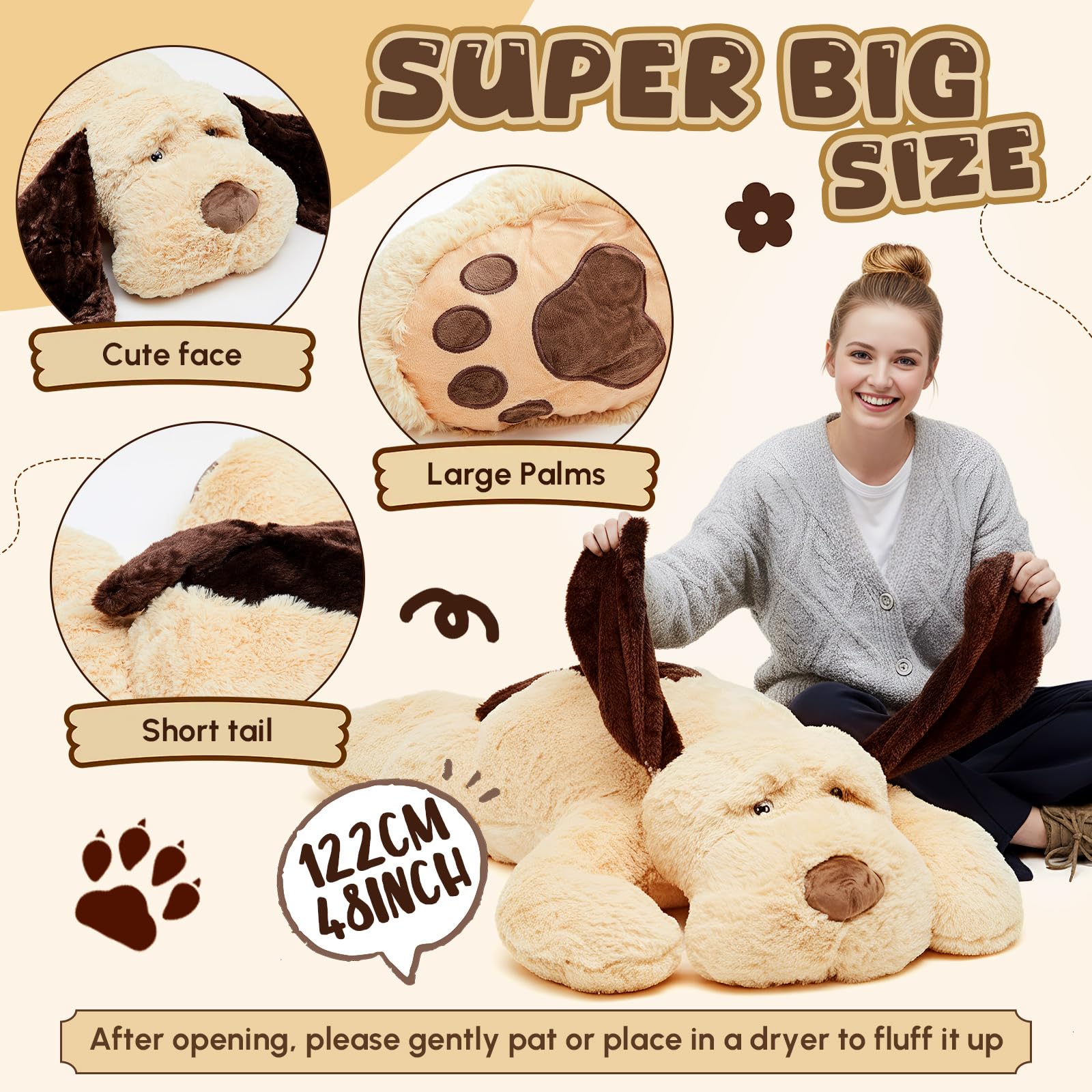 Amazon.com: Juexica Giant Dog Stuffed Animal, 48 Inch Large