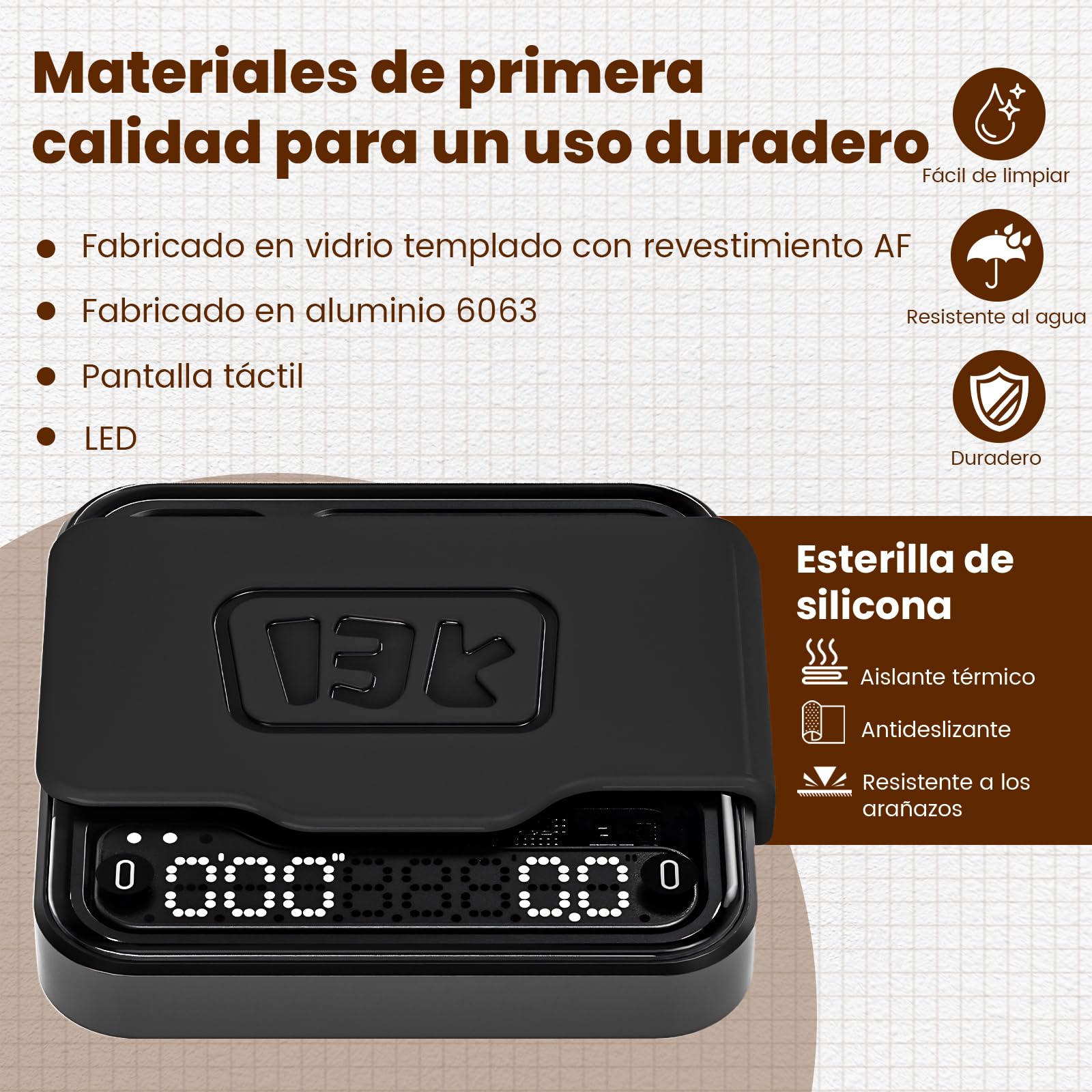 BOOKOO Báscula de Café con Temporizador, 0,1 g & 0,1 g/s de Alta Precisión, USB Recargable Báscula de Espresso, 3 Modos, Conexión Bluetooth App, Mini Báscula Precisión para Café Espresso y Pour-Over