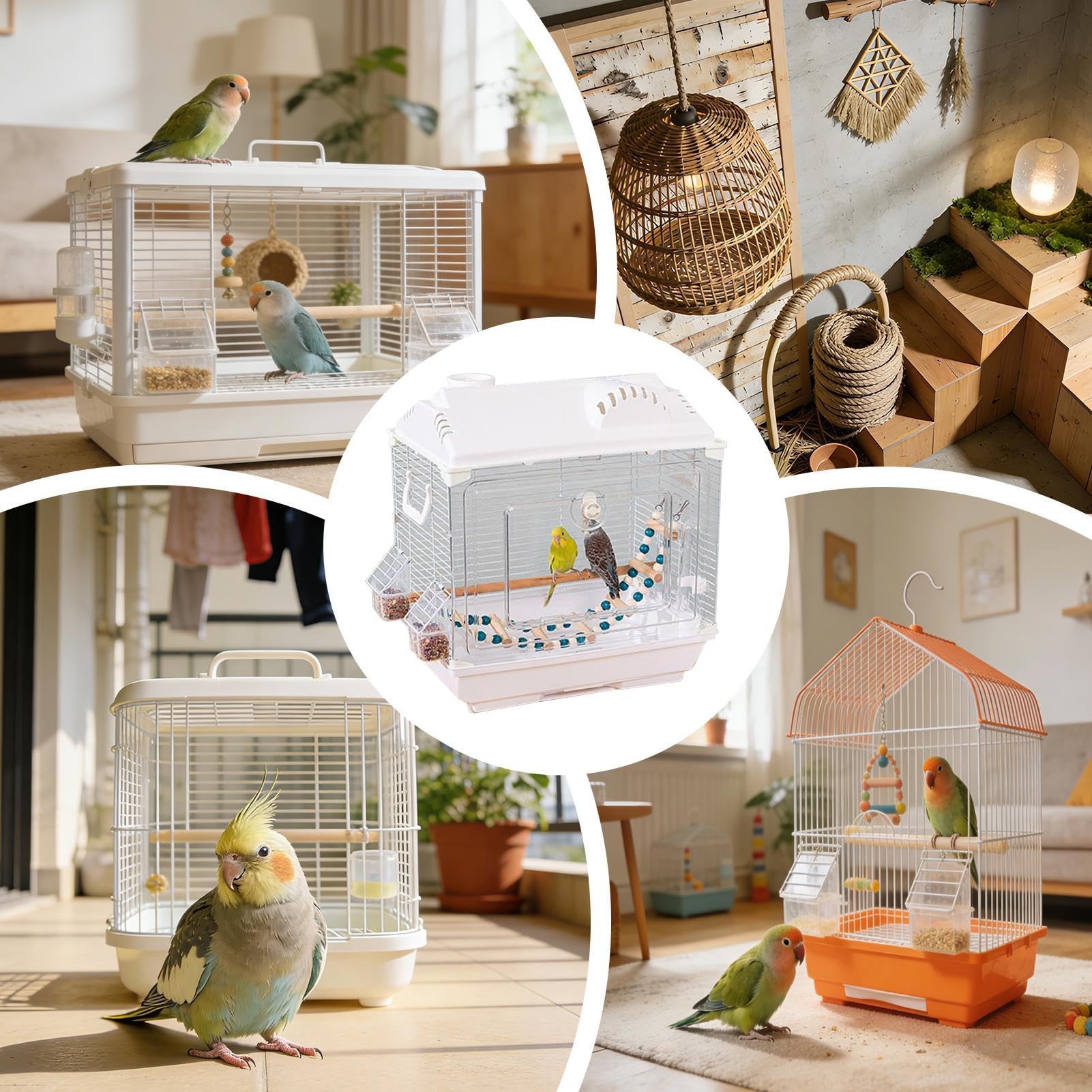 Jaula Pequeña para Pájaros Transportín Portátil y Transpirable | Jaula Pequeña para Canarios y Transportín para Periquitos para Interiores Exteriores Casa Camping y Viajes Canarios