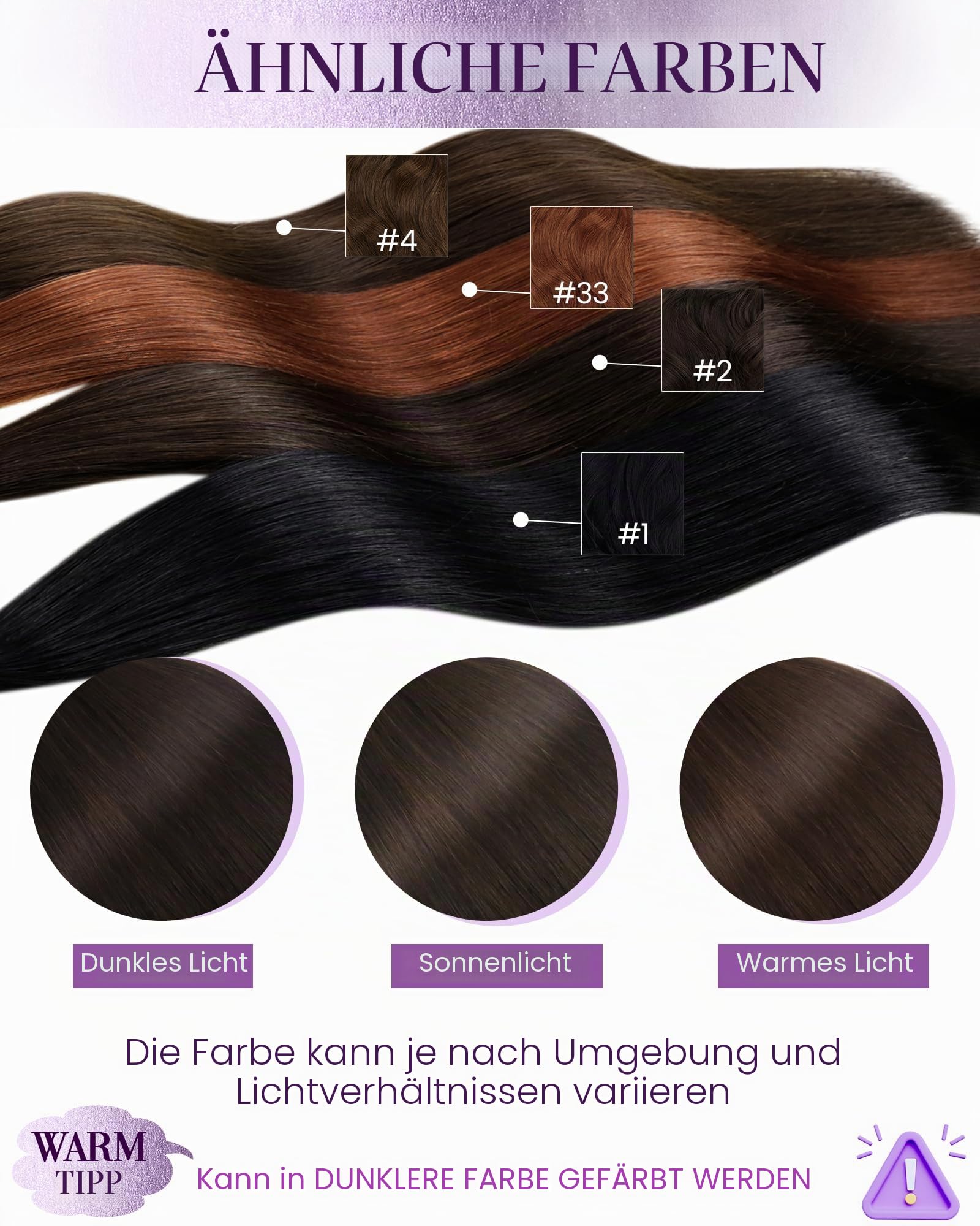 LaaVoo Nanoring Extensions Echthaar Braun Haarverlangerung Nano Ring Echthaar Dunkelbraun Naturlich Nanoring Haar Extensions Glatt 45cm 50g 50s 1g/1s #2