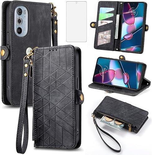 Miniatura 8 de Asuwish Funda para teléfono Motorola Edge + Plus 2022Edge X3030 Pro con protector de pantalla de vidrio templado y soporte para tarjetas con