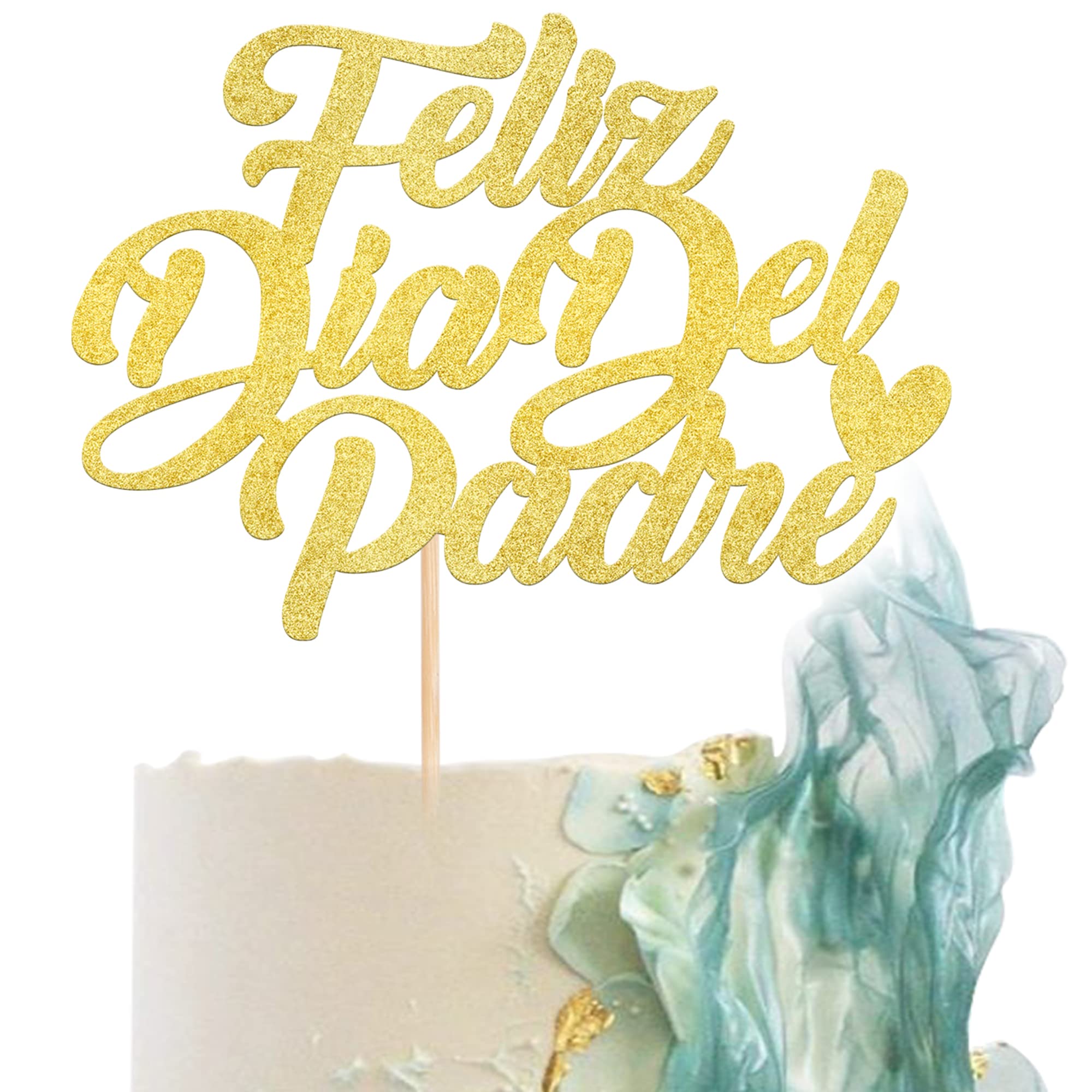 1 Pack Feliz Día Del Padre Cake Topper Glitter Happy Father's Day Cake Picks Spanish Feliz Cumpleaños Papa Cake Decoration for Happy Father's Day